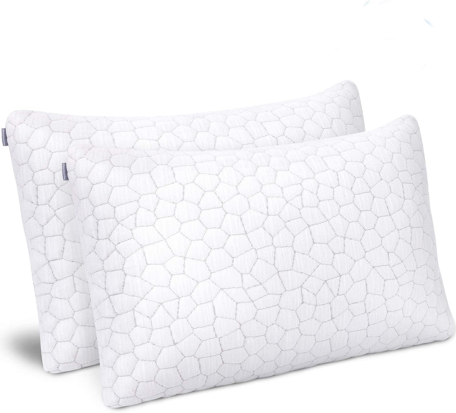 Shredded Memory Foam Pillow for Sleeping 2 Pack Cooling Bamboo Pillow with Adjus