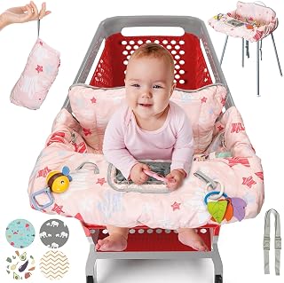 PILLANI Shopping Cart Cover for Baby, High Chair Cover for Restaurant Seat - Grocery Cart Cover for Baby Girl and Boy, Comfortable Cotton Buggy Covers for Babies - Padded Toddler Shopping Cart Cover
