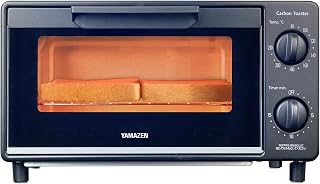 Yamazen Carbon Toaster Oven Countertop Oven Single Living, Double Living 2-Slice "Toast Completes in 90 Seconds" Temperature Control Timer Function 1200W with Tray Black YTSC-C120(B)