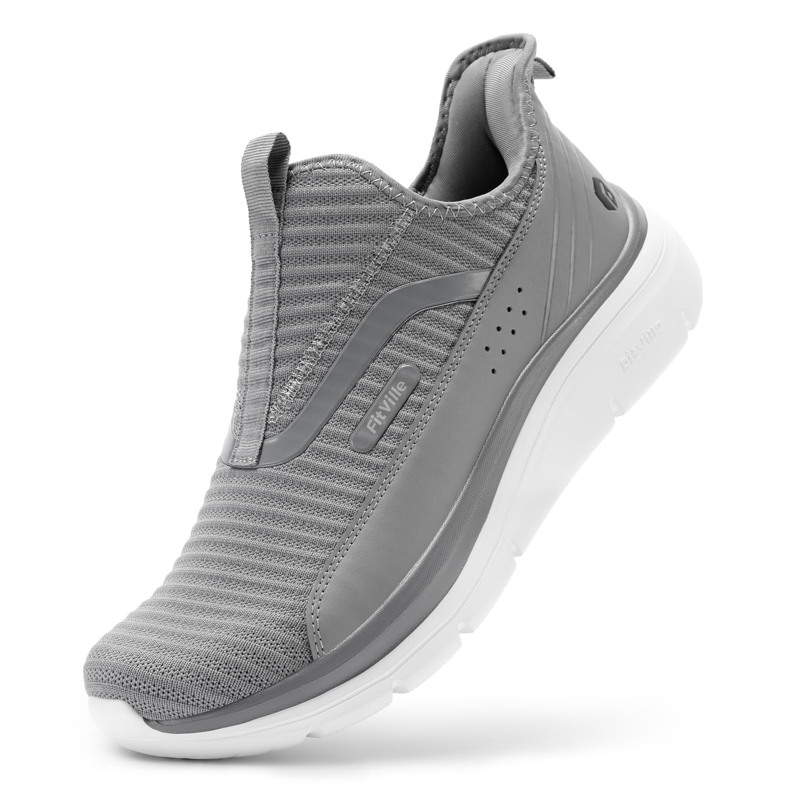 FitVille Mens Extra Wide Fit Slip On Trainers, StepEase V2