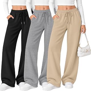 Oakgarden 3 Pack Girls' Wide Leg Sweatpants Teen Baggy Pants
