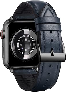 BINLUN Correa de Cuero Compatible con Apple Watch 49mm 46mm 45mm 44mm 42mm 41mm 40mm 38mm Correa de Silicona y Cera de Aceite Cuero Híbrido Apto para iWatch Ultra SE SE2 Series 11/10/9/8/7/6/5/4/3/2/1