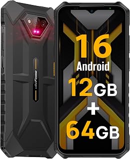 Rugged Phones Canada, Ulefone Armor X13 Unlocked Smartphone, Android 16, 50MP Rear Camera, 24MP Night Vision Camera, 6.52” Display, Up to 12GB RAM, 64GB ROM, 6320mAh, IP68/IP69K (Black)