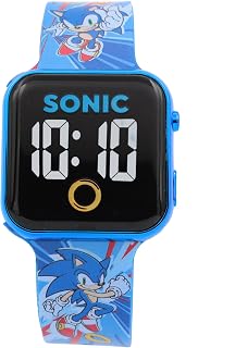 Sonic the Hedgehog LED Digital Watch for Kids, Touch-Activated Display, Adjustable Strap, Officially Licensed SEGA Character Watch, Blue - SNC4325MAC