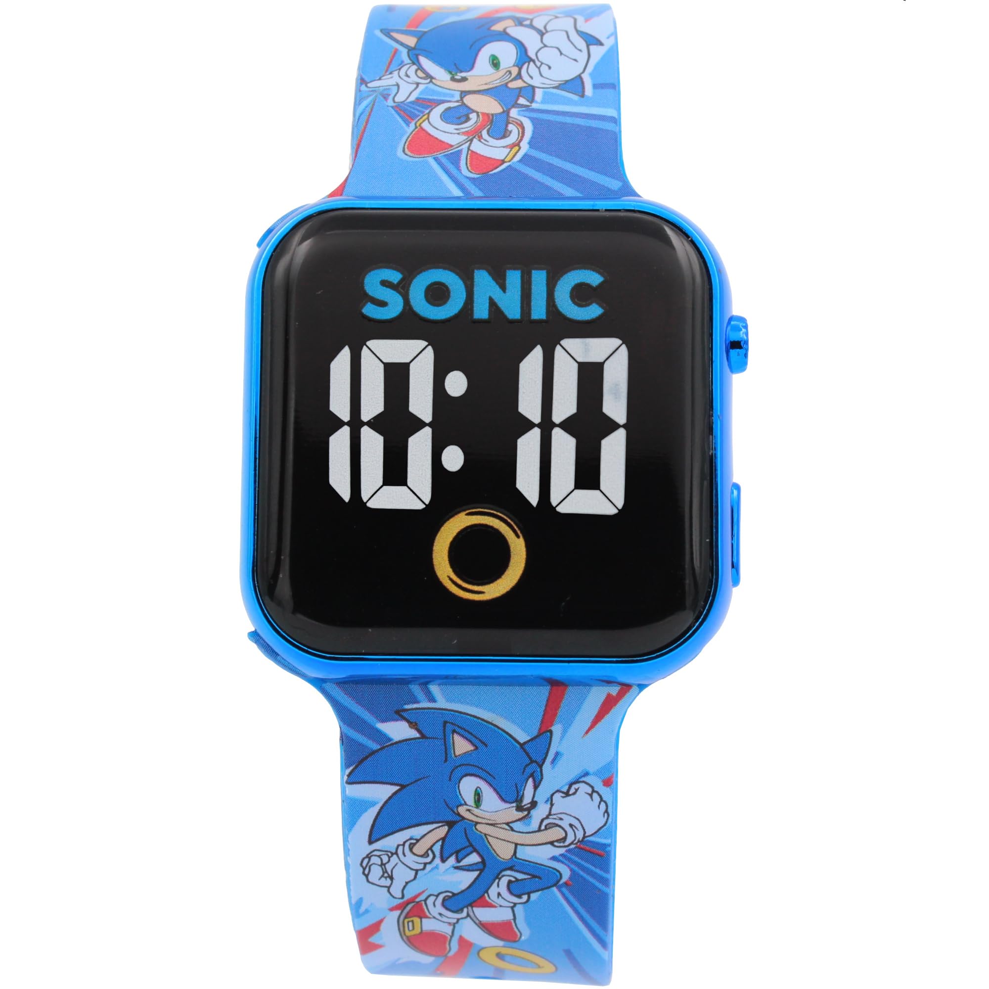 Sonic the Hedgehog LED Digital Watch for Kids, Touch-Activated Display, Adjustab