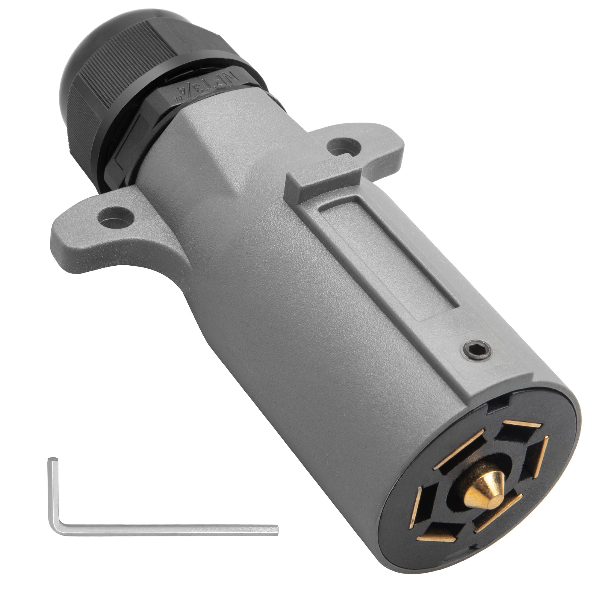 Oyviny RV 7 Pin Trailer Plug with IP68 Waterproof Seal, Detachable 7 Way Round R