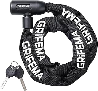 GRIFEMA GA1201-12 Anti-Theft Bicycle Lock with Key, Chain Lock for Bicycles | Suitable for bicycles, e-bikes, motorcycles, scooters, black