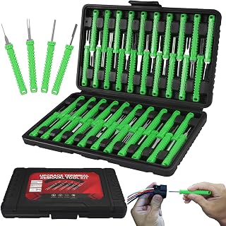 SZDTCF Terminal Removal Tool Kit-41Pcs Depinning Tool with Blow-Molded Case | 41Pcs Depinning Tools Kit Automotive Green Electrical Pin Removal Tool Kit for Auto Motorcycle Wire Harness and Connectors