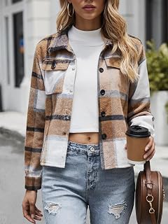 Womens Lapel Tops Long Sleeve Shirts Plaid Button Down Casual Business Tops Blouses
