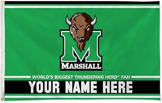 Rico Industries NCAA Marshall Thundering Herd Personalized - Custom 3' x 5' Banner Flag - Made in The USA - Indoor or Outdoor Décor