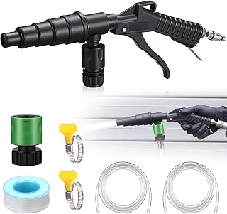 Chumia Coolant Flush Gun Lever Action Heater Core Flush Kit with Nozzles | 2 Garden Hoses, 2 Clamps Air and Water Combo Radiator, Cooling Radiator System Flusher Cleaning Tool Nozzle for 19-40mm Hose