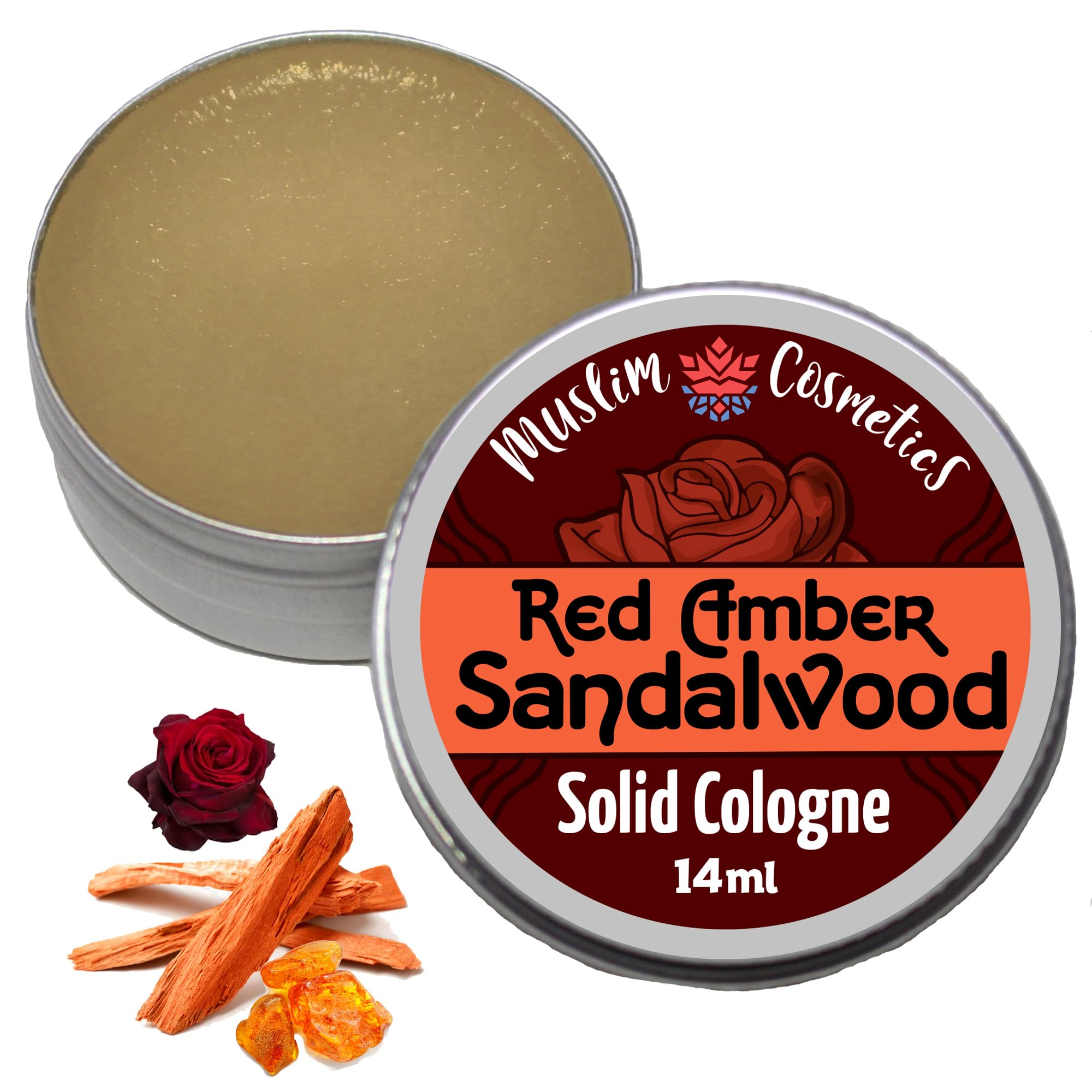 Red Amber Sandalwood Solid Cologne | Rose | Amberous Pure Concentrated Balm