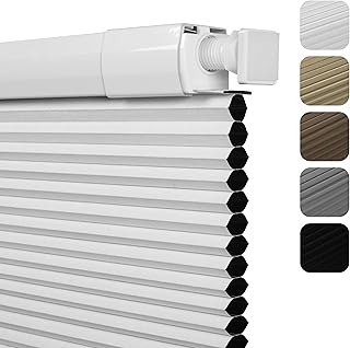 Sulugood No Drill No Tools Blackout Cellular Shades,Custom Size,White | Honeycomb Blinds for Windows Cordless,Thermal Insulated Noise Reduction Easy to Install for Bedroom,Office