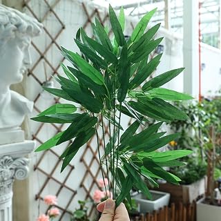 Artificial Bamboo Leaves Faux Green Bamboo Stick Fake Green Hotel Home Wall Decor Faux Plastic Accessories