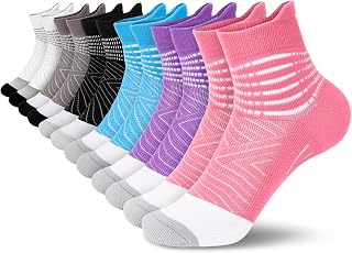 IRAMY Compression Ankle Support Running Socks for Women Men Trainer Coolmax Wicking 3 Pairs Athletic Cushioned Plantar Fasciitis Socks
