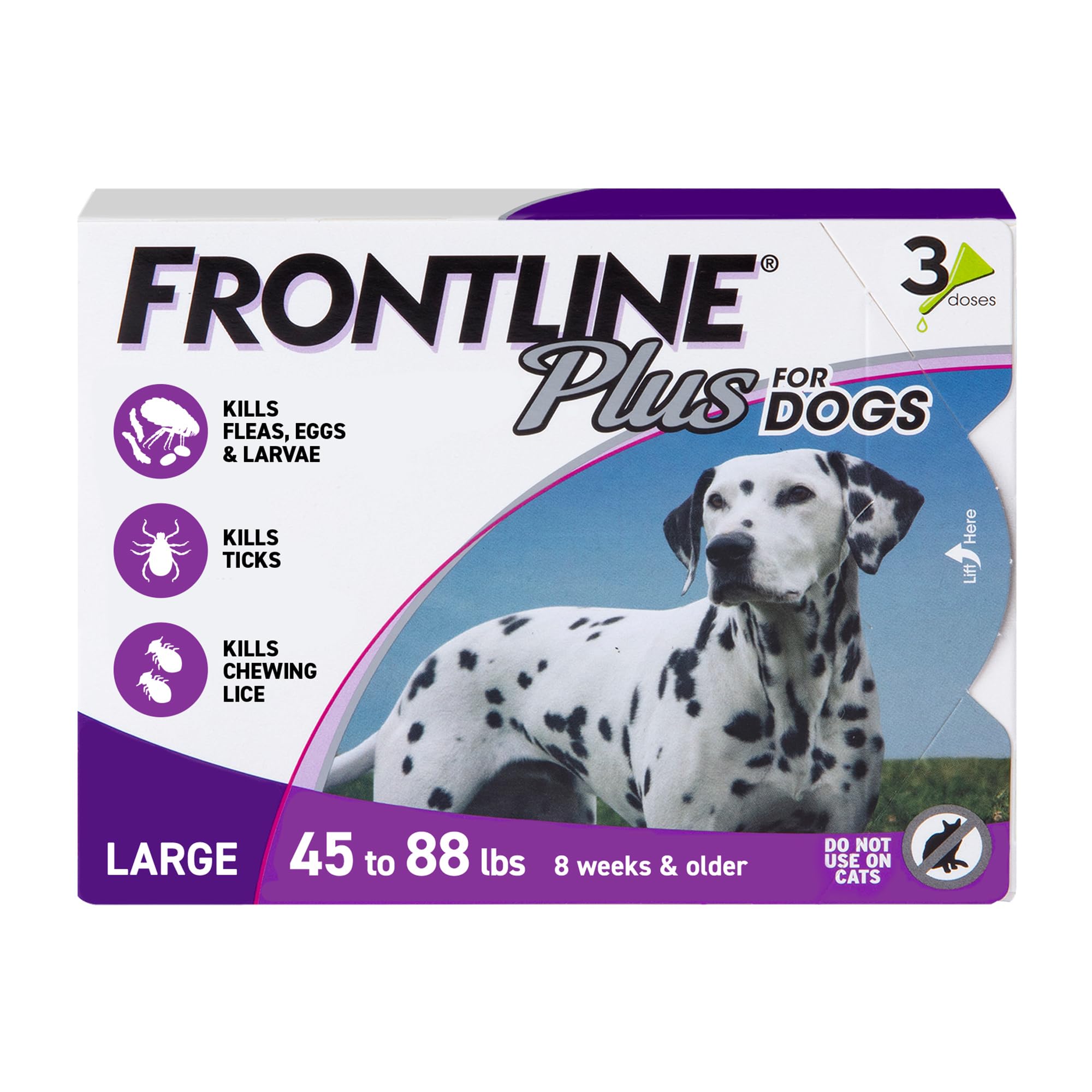 FRONTLINE Plus Flea & Tick Spot Treatment for Large Breed Dogs 45-88 lbs. (Purpl