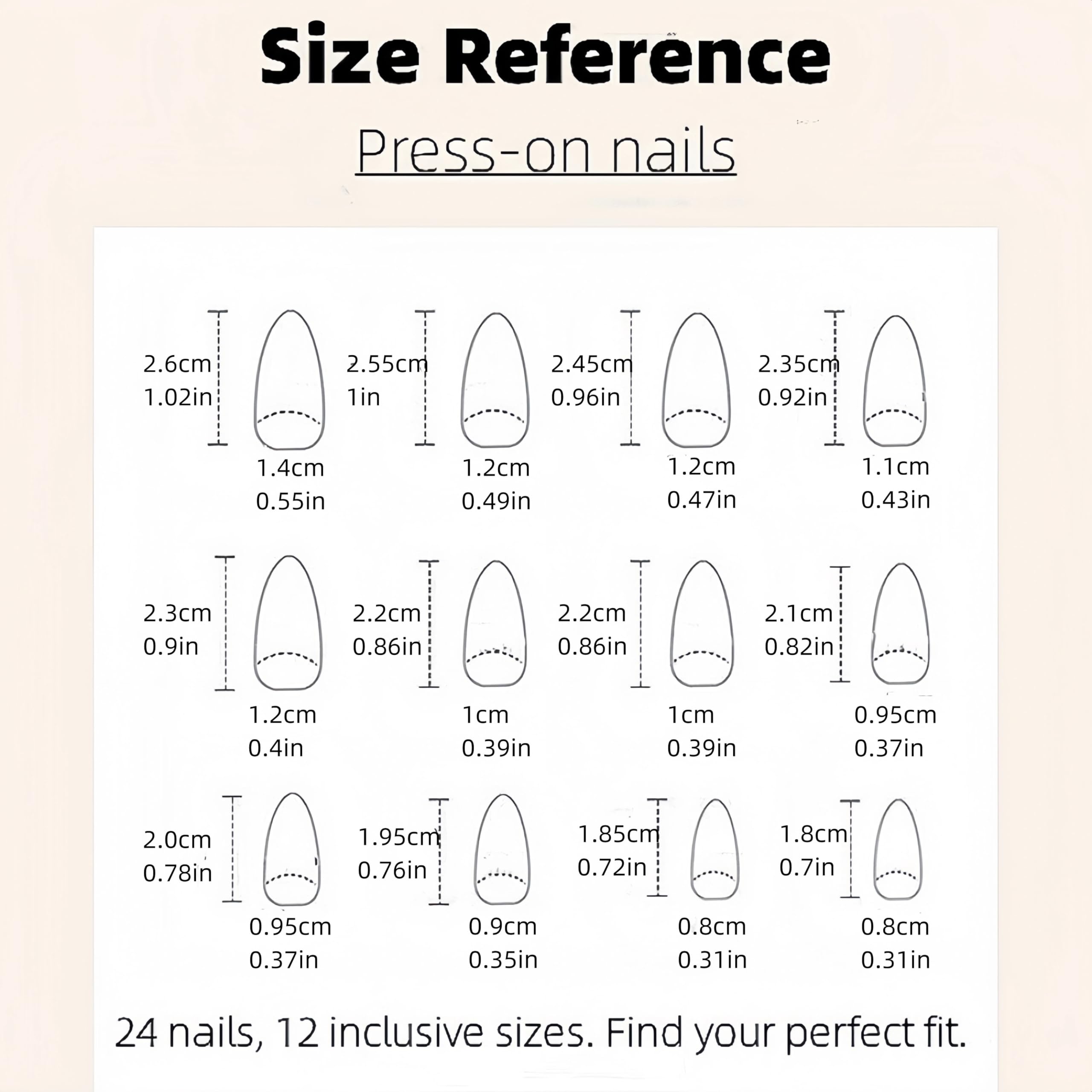 24pcs Artificial Almond Nail Stickers, Elegant French Spiral Stickers with Cute 
