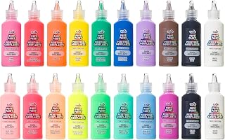 Tulip Puff Paint 20-Color Party Pack, Multi-Surface, Premium Quality, Nontoxic & Waterproof Craft Paint, Permanent on Fabric, Rainbow