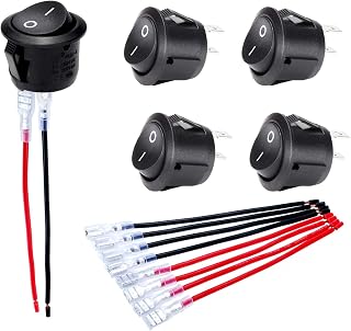 DaierTek UL Listed ON Off Round Rocker Switches SPST 20mm Mini 12 Volt DC Mini Circle Toggle Switch 12V for Car Automotive RV 2 Pin Switch 120V Wired KCD1-5Pack