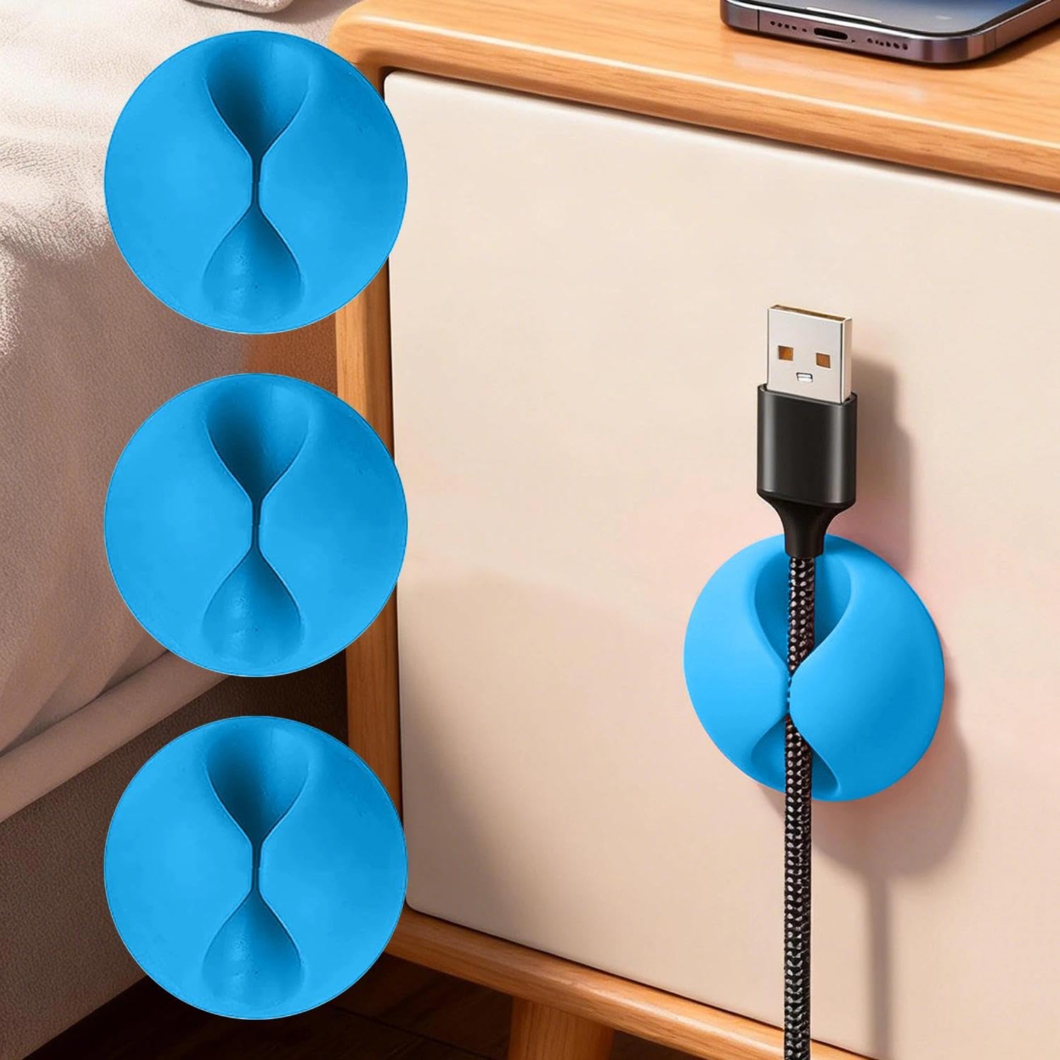 3 Pack Cable Organizer Clips, Multi-Color Data Cable Holder for Home and Office,