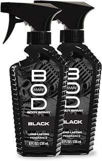 BOD man Fragrance Body Spray, Black, 8 fl oz (Pack of 2)