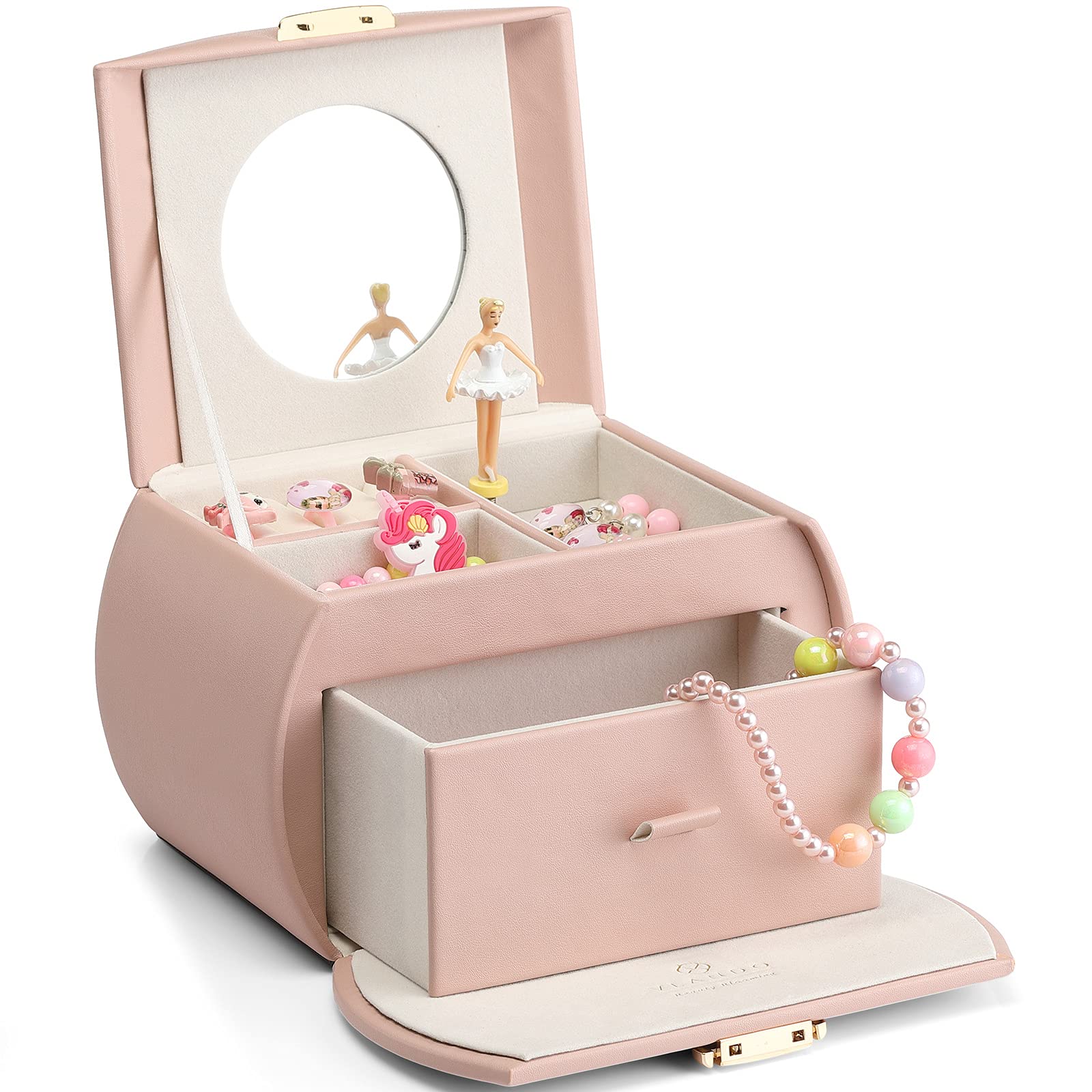 VLANDO 2 Layer Girls Musical Jewelry Box with Ballerina and Large Drawers | Rota