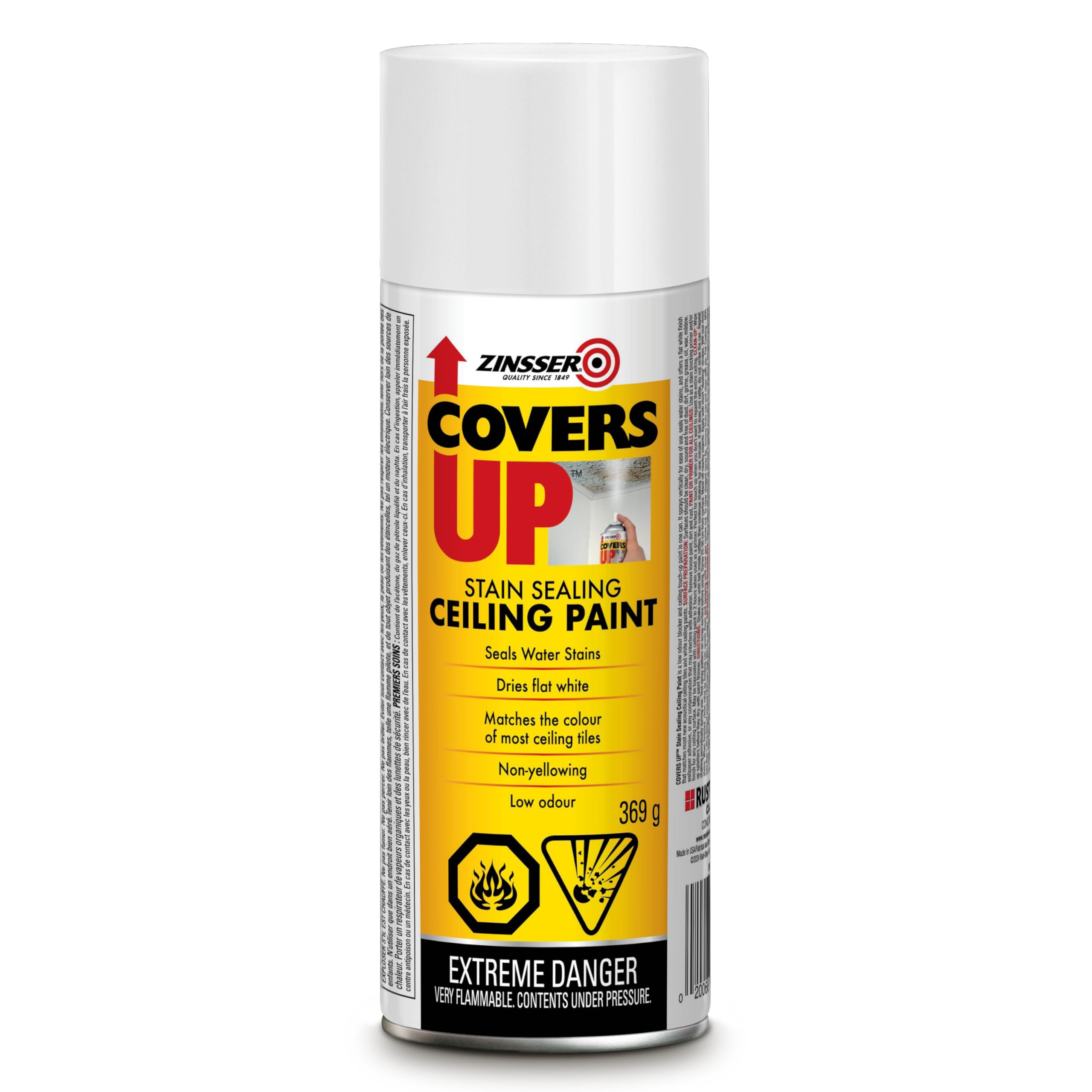 Zinsser Covers Up Ceiling Touch Up Spray Paint in White 369g