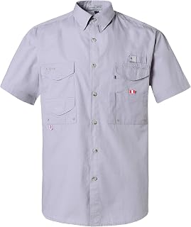 Alimens & Gentle Casual Button Down Sun Protection Wicking Fabric Short Sleeve Fishing Shirt