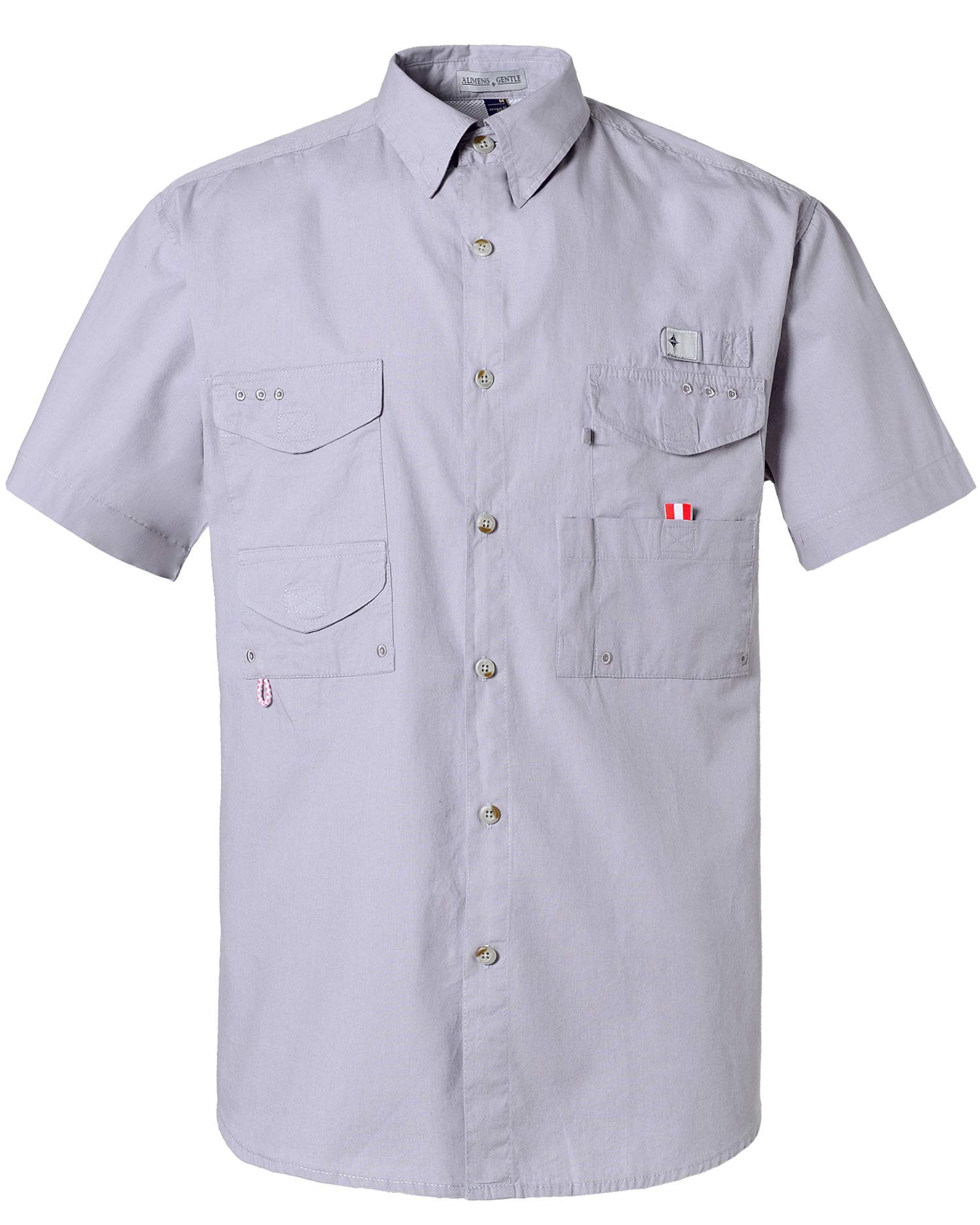 Alimens & Gentle Casual Button Down Sun Protection Wicking Fabric Short Sleeve F