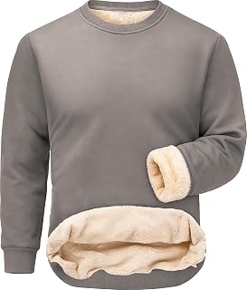 Tansozer Men Sweatshirts Lined Winter Fleece Warm Sweaters Long Sleeve