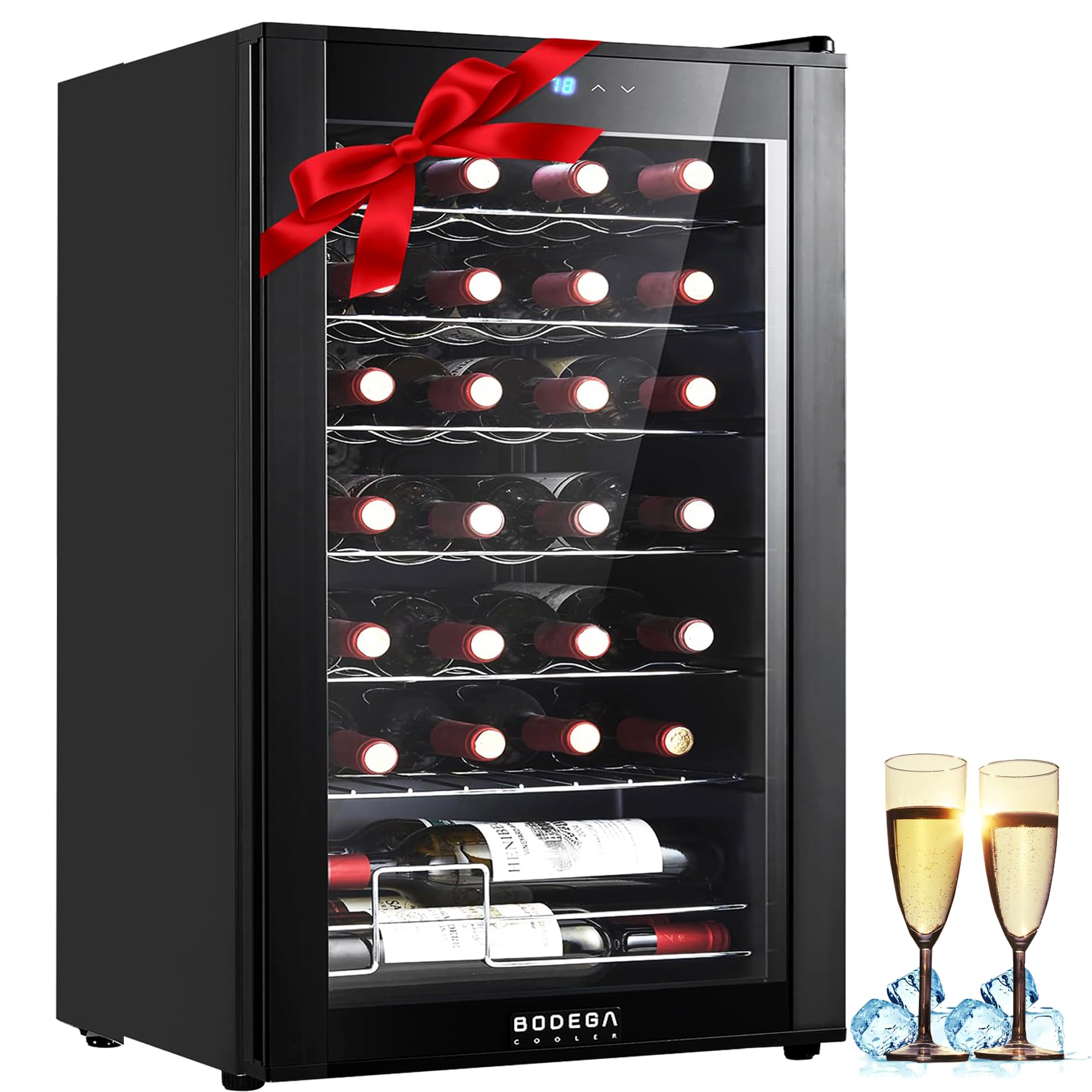 BODEGA COOLER 28 Bottle Wine Refrigerator, Fridge for Kitchen, Room, Office | 7 