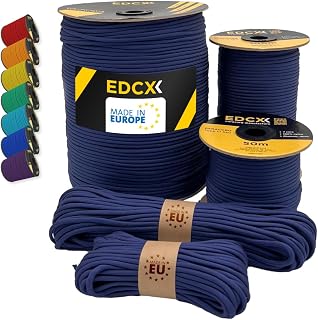 4mm Paracord 35+ Solid Colours (10m, 15m, 30m, 50m, 100m, 300m) | Ideal for Camping, Survival, Outdoor Activities | 100% Nylon Rope 4mm | 550 Type III Tactical Rope (Navy Blue, 98.4 ft