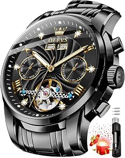 OLEVS Mens Automatic Watches Luxury Dress Tourbillon Mechanical Stainless Steel Waterproof Wrist Watches