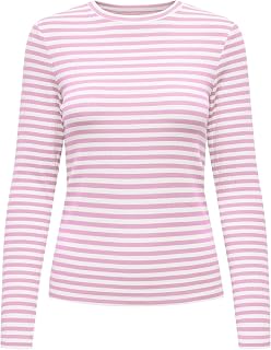 ONLY Women's Onlaida L/S Striped Top JRS Comfortable Top with O-Neck and Long Sleeves