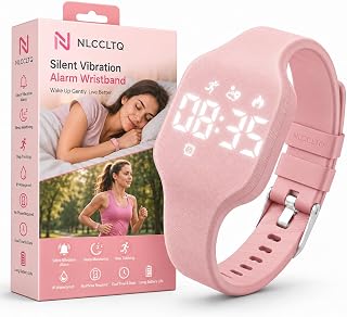 NLCCLTQ Vibrating Alarm Wristband for Heavy Sleepers Digital Mens Bracelet Smart Wrist Clock Travel Women's Watches Silent Shock Band Wake up Band Night Long Distance Wearable Pedometer Waterproof