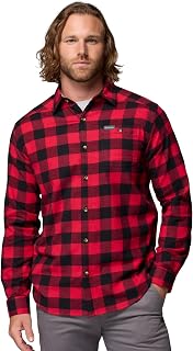 Columbia Men's Cornell Woods Flannel Long Sleeve Shirt, Mountain Red Buffalo Check, Small