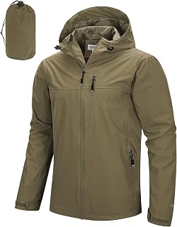 33,000ft Men's Packable Rain Jacket Waterproof Raincoat with Hood