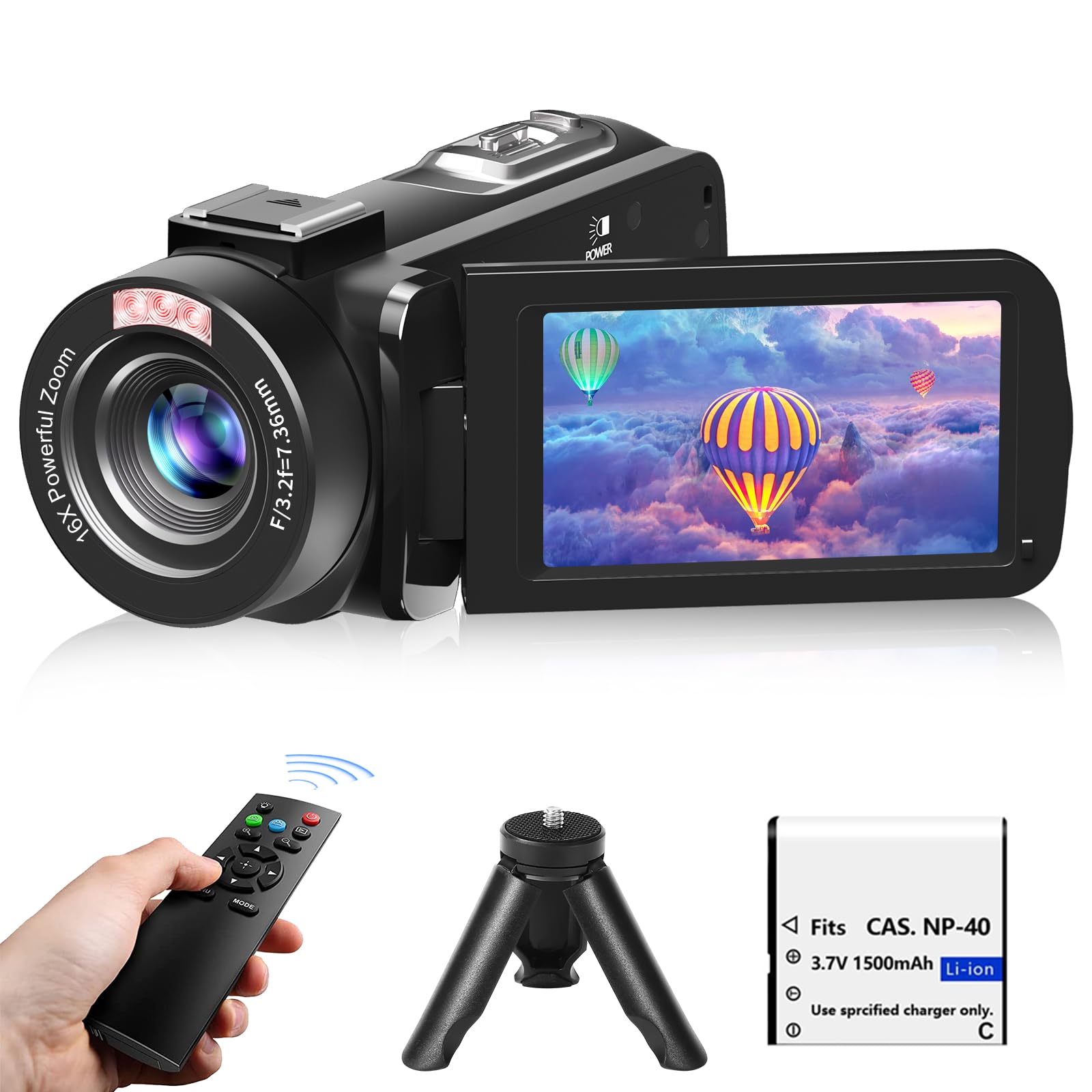 Video Camera, Full HD 1080P 30MP Camcorder, Vlogging Camera for YouTube | Bloggi