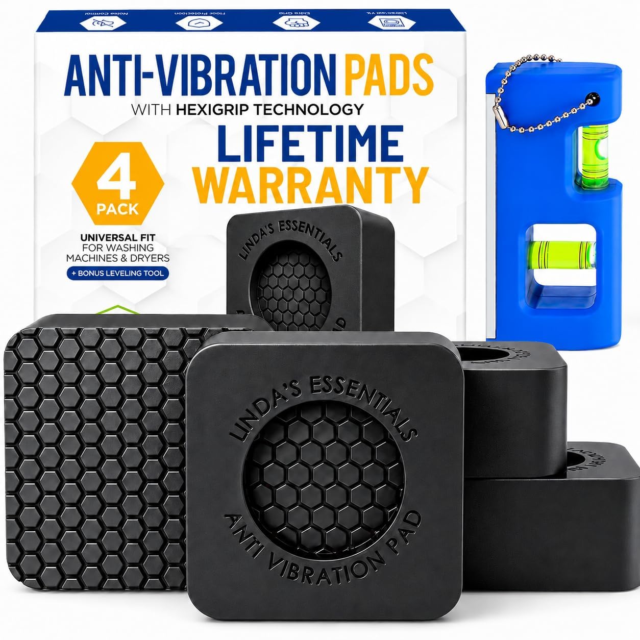 Anti Vibration Pads for Washing Machine and Dryer (Set of 4) - Washer Anti Vibra