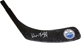 Wayne Gretzky Autographed Edmonton Oilers Logo Black Stick Blade W/PROOF, Picture of Wayne Signing For Us, Edmonton Oilers, Los Angeles Kings, New York Rangers, Stanley Cup Champion, Hall of Fame