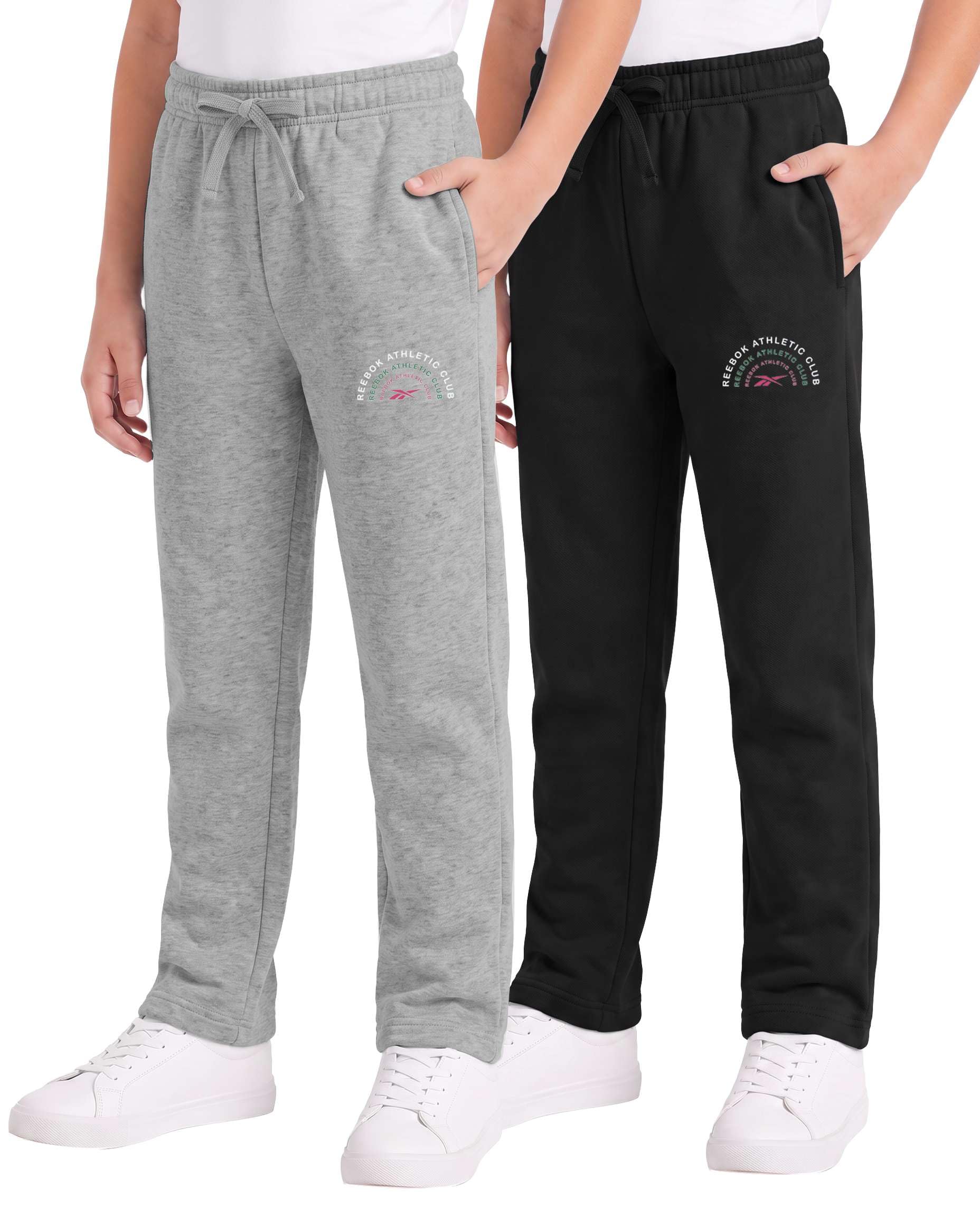 Reebok 2 Pack Girls Fleece Sweatpants Athletic Pants Kids Teen Sweat Tween