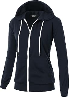 GIVON Women's Soft Cotton Blend Fabric Basic Full Zip Up Hoodie