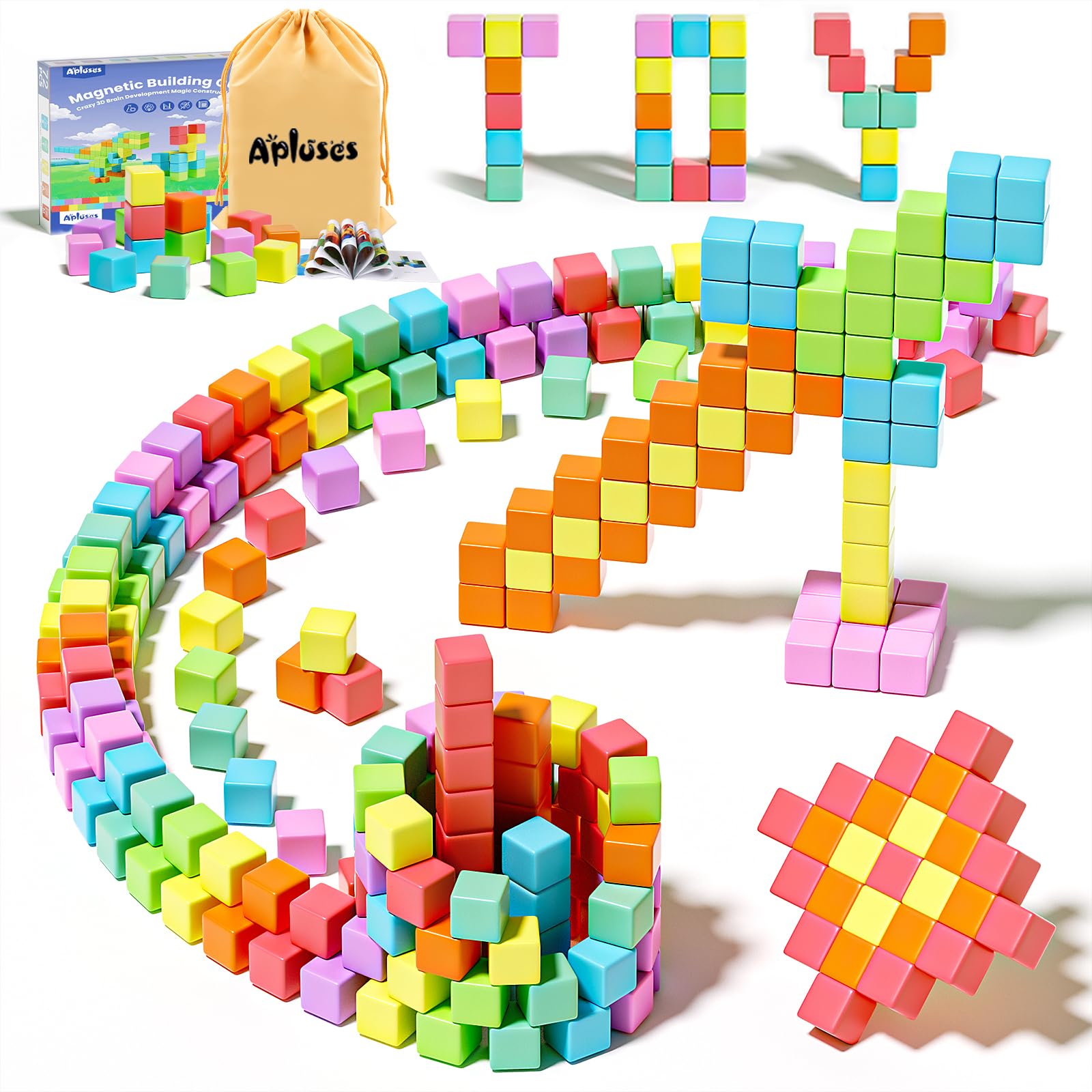 Magnetic Blocks for Toddlers Toys, Large Magnetic Cube Toy for Sensory STEM Educ