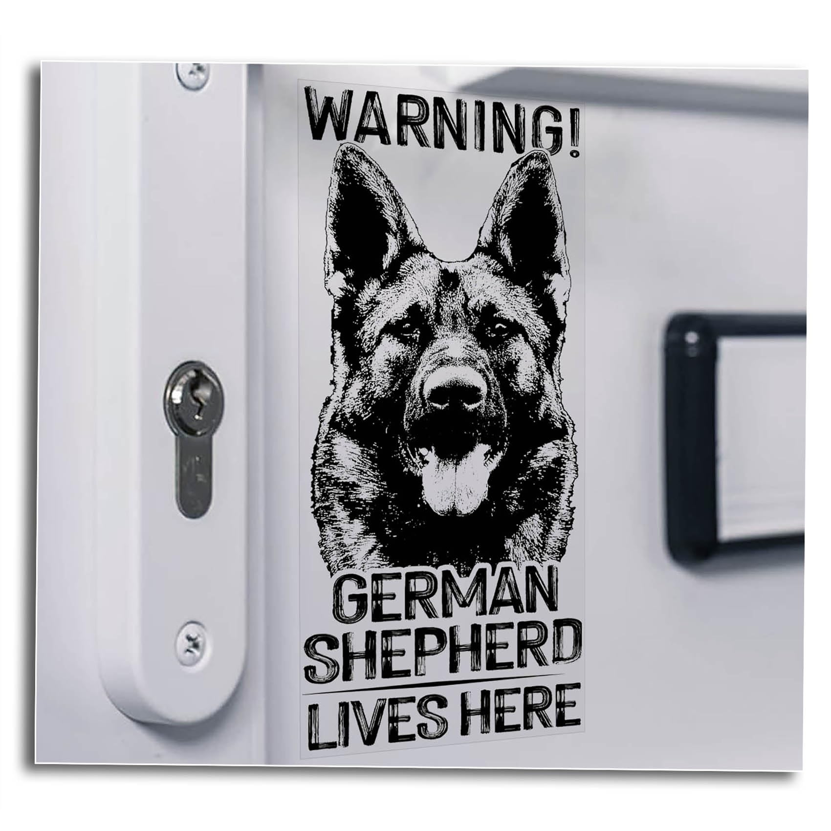 Warning, German Shepherd Lives Here Sticker, Warning Sign Security Beware GSD Ca