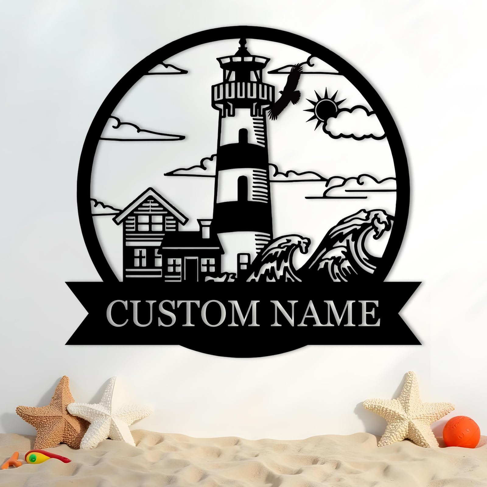 Dyoart Personalized Lighthouse Metal Signs, Nautical Outdoor Decor, Metal Lighth