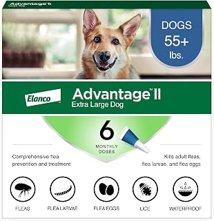 Advantage II XL Dog Topical Flea Treatment & Prevention,  6ct | 30-Day Protection, Vet-Recommended Flea Treatment & Prevention, Breaks the Flea Life Cycle, For Extra Large Dogs Over 55 lbs.