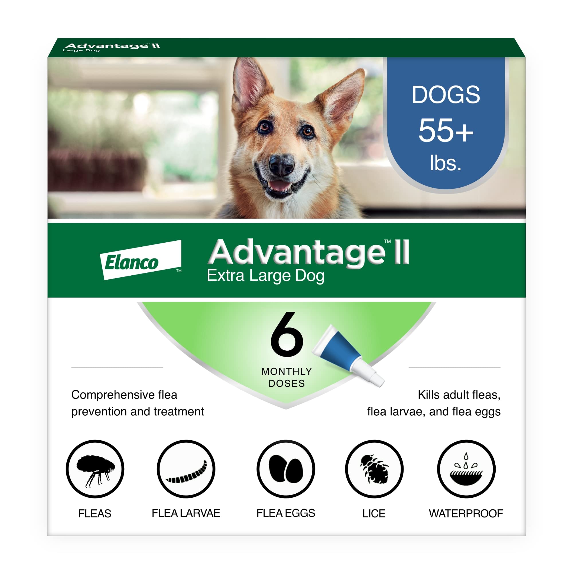 Advantage II XL Dog Topical Flea Treatment & Prevention,  6ct | 30-Day Protectio