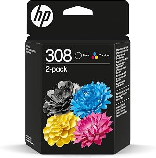 HP 308 Ink Cartridge Set 6L6S6UE for ENVY 6120e 6122e 6130e 6520e 6530e Black & Colour Recycling Pack | Compatible avec Envy 6110e, 6120e, 6122e, 6130e, 6132e, 6520e, 6530e, 6532e, 120 pages (6L6S6UE)