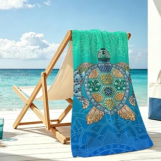 Sea Turtle Microfiber Lightweight Beach Towel Sand Free Quick Dry Absorbent Thin Towel Blanket for Swimming, Pool, Camping, Beach, Vacation, Essential Accessory for Travel, Cruise, Yoga