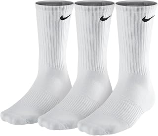 NIKE Unisex Performance Cushion Crew Training Socks (3 Pairs), White, Medium